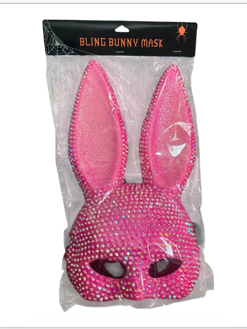 Bright pink bling bunny Halloween mask one size